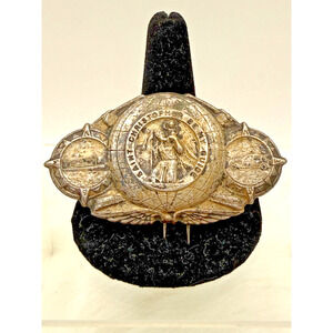 Vintage St. Christopher "Be My Guide" Vehicle Visor Clip Badge